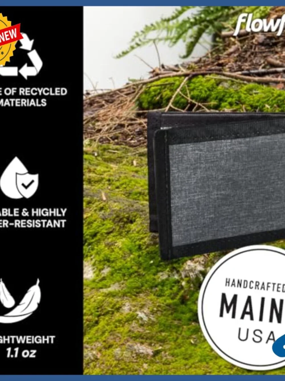 Slim RFID Blocking Bifold Wallet with Recycled Material and Cash Pocket